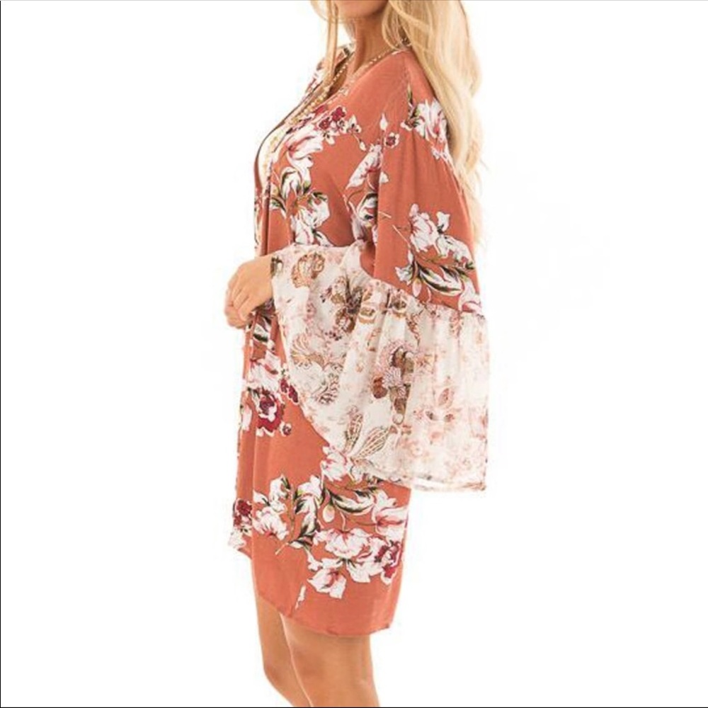 Boho Bloom Kimono Floral Print Rustic - Picture 5 of 8